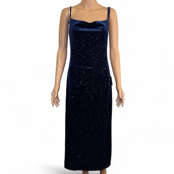 Lulus Dresses & Skirts - Lulu’s Starry Night Blue Velvet Dress Size Small NWT